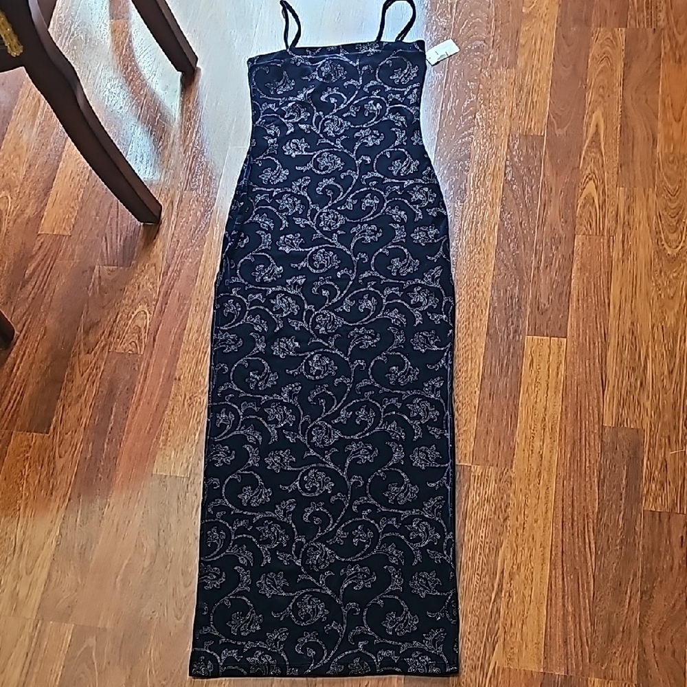 Blue and Black Floral Sheath Dress
